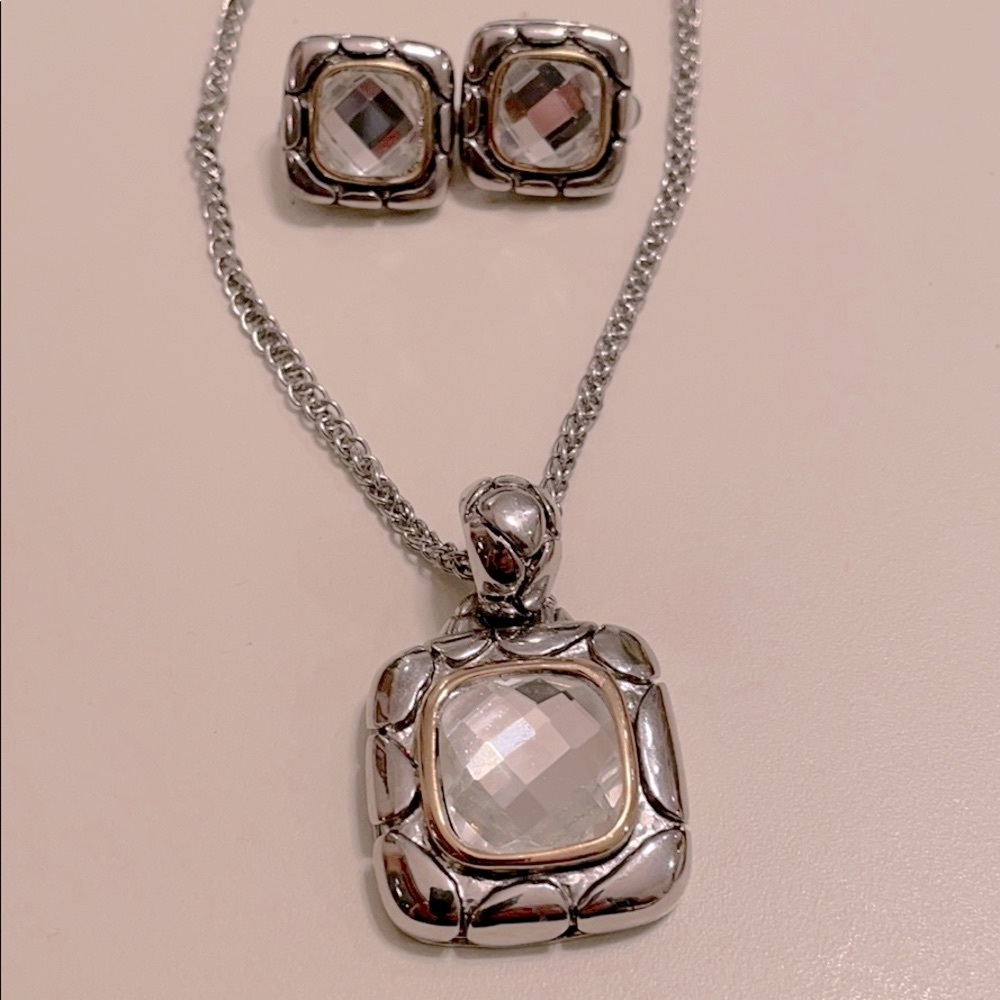 Boutique Silver/Gold Necklace and Earrings